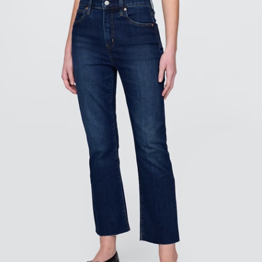 GAP High Rise Kick Fit Jeans – Dark Wash, Size 4L, Stretch Denim